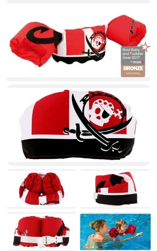 Sevylor Puddle jumper flotation swimming aid armbands RED PIRATE NEW 15-30kgs