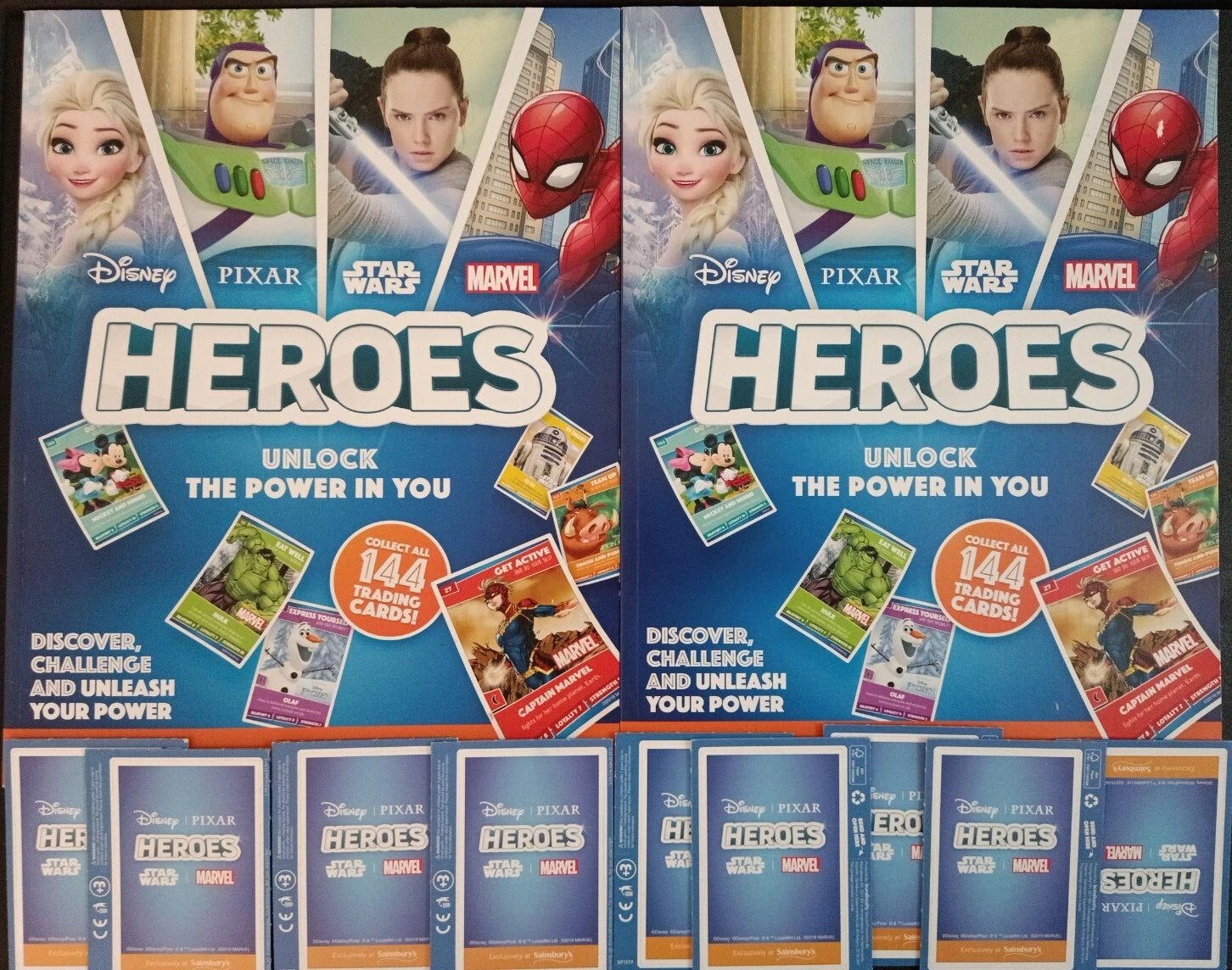 2 Disney Heroes Trading Card Book Pixar Marvel StarWars2019 with 9 CARDS