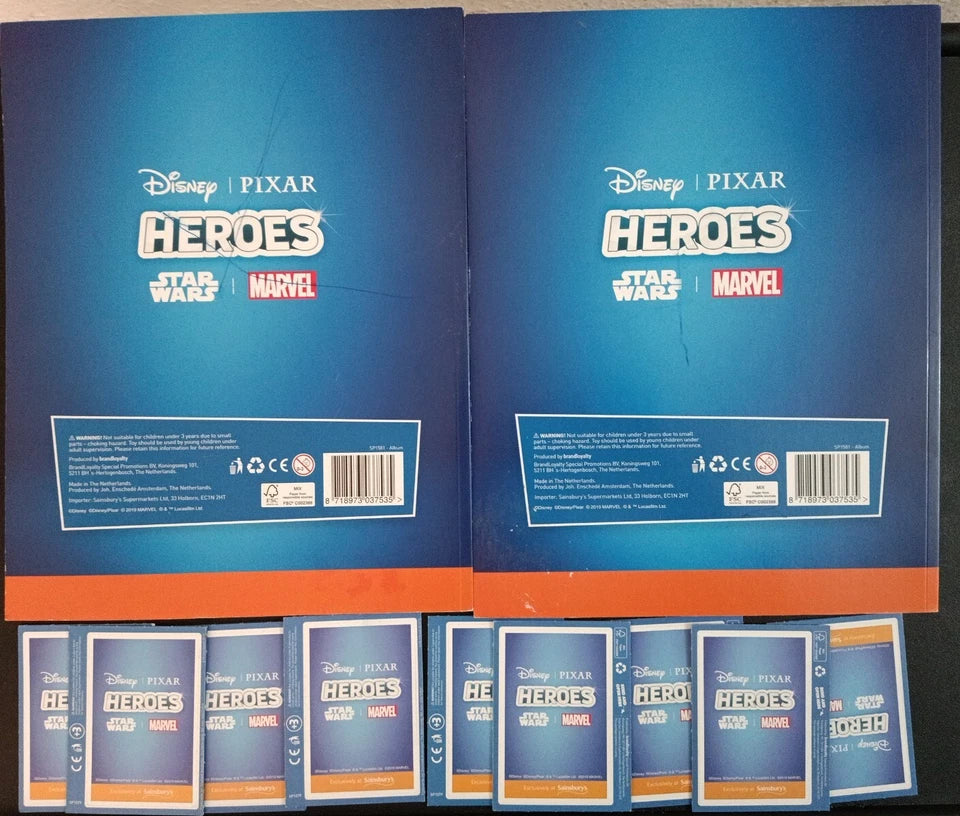 2 Disney Heroes Trading Card Book Pixar Marvel StarWars2019 with 9 CARDS